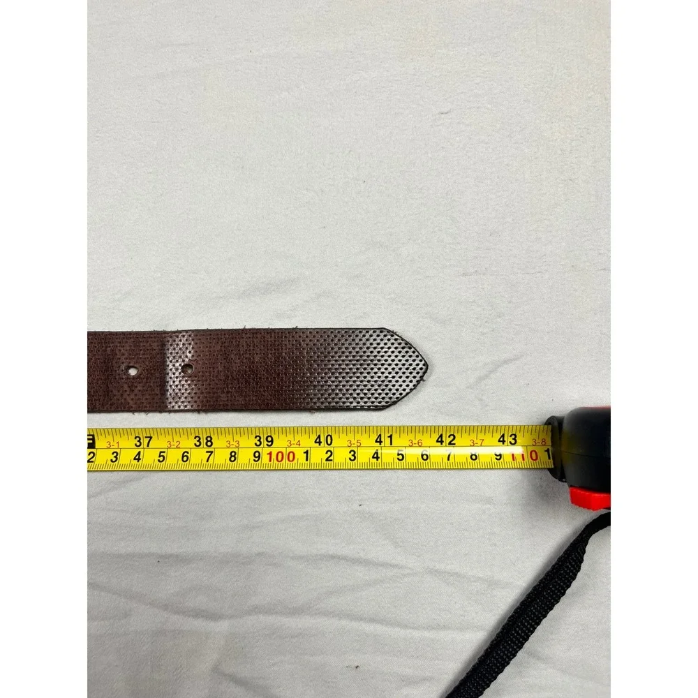 1901 Nordstrom Mens Dark Brown Perforated Leather Belt Size 36 Made in USA